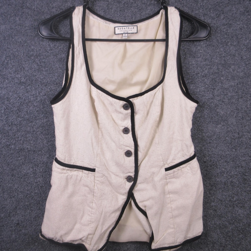 Bagatelle Collection Blouse Womens Small White Button Front Belted Vest Top